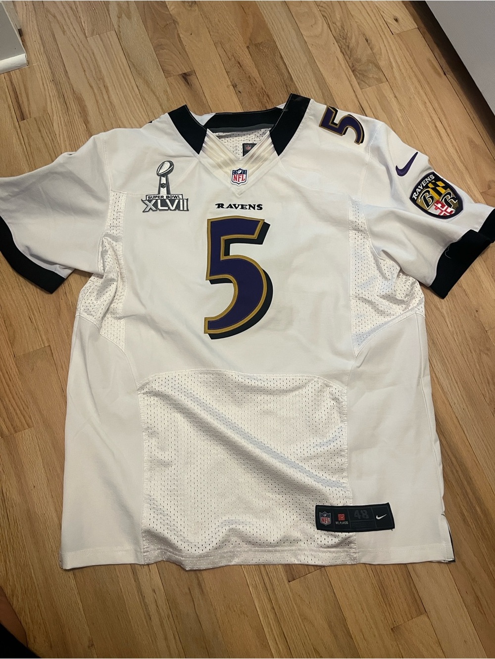 NFL Baltimore Ravens White/Purple Joe Flacco #5 Jersey